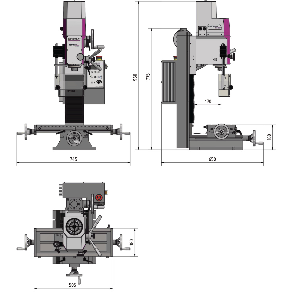 Fresadora taladradora Optimum OPTImill MH 22V - vista 6