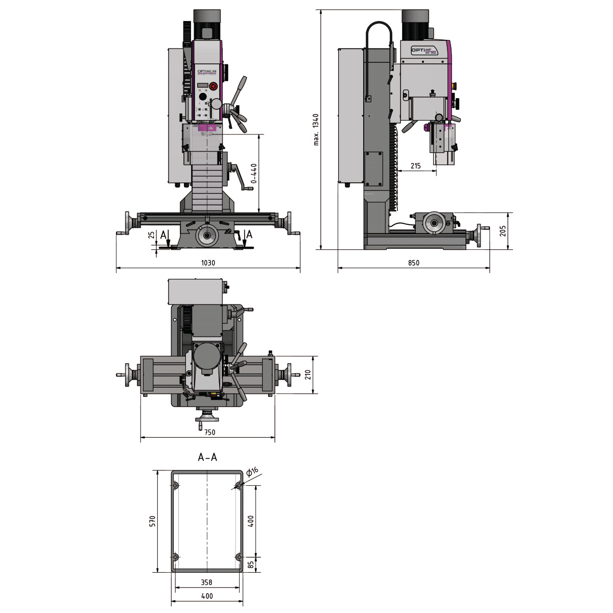 Optimum OPTImill MH 35G — Fresadora-Taladradora Precisión con Caja Manual - vista 5