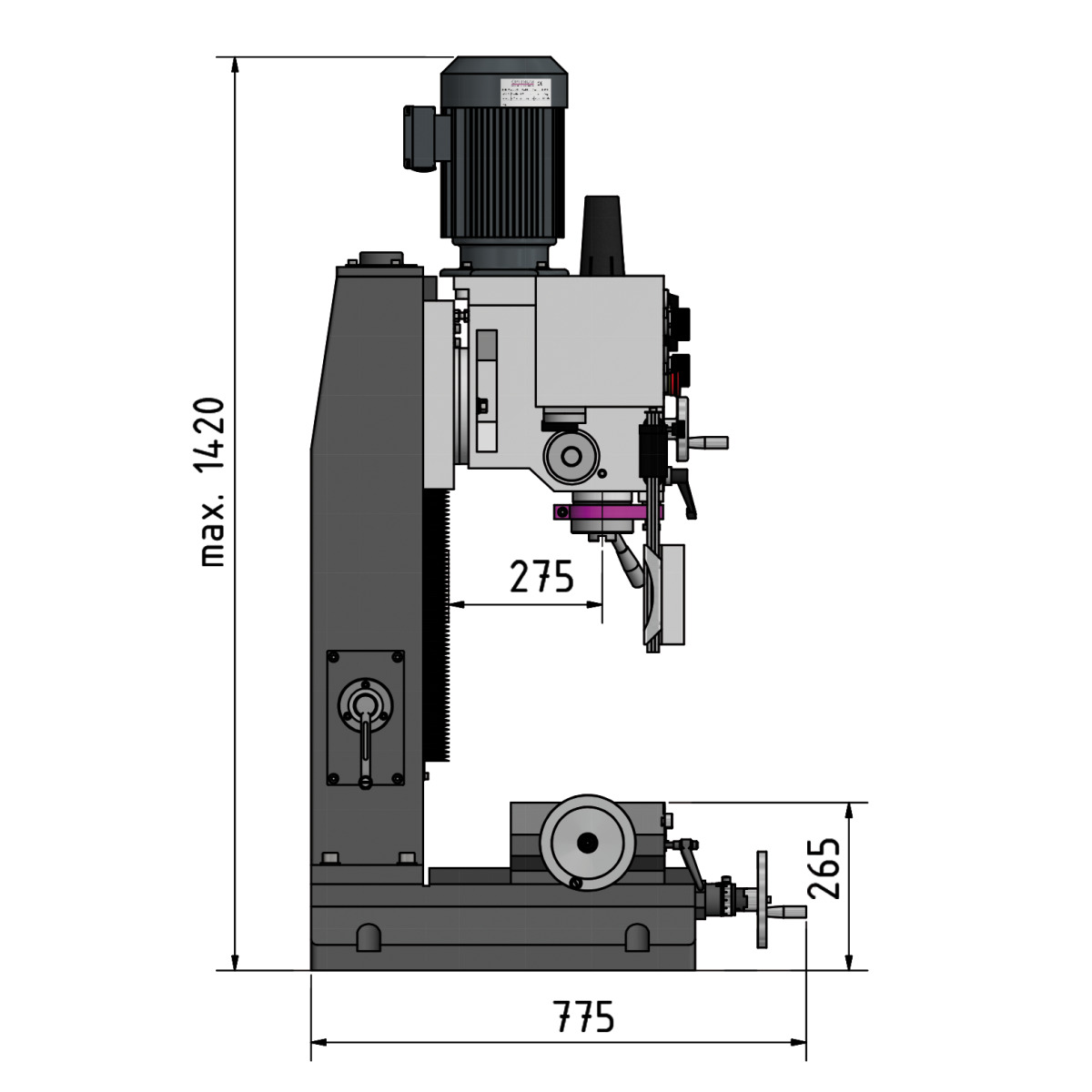 Taladro fresador de precisión Optimum OPTImill MB 4 - vista 7