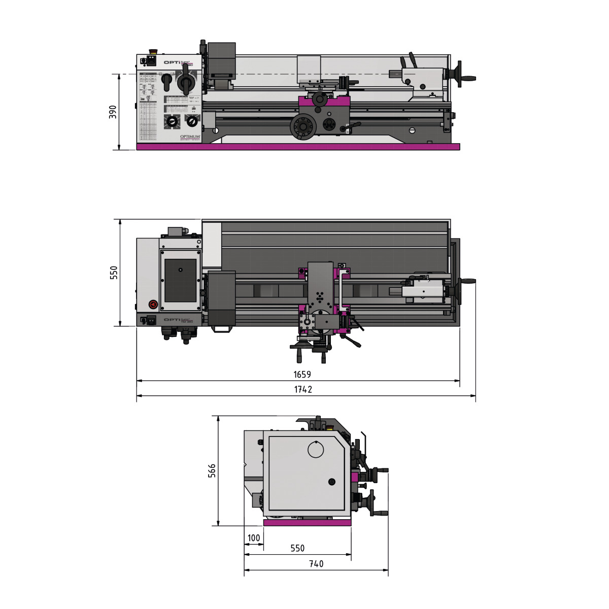 Torno paralelo convencional Optimum OPTIturn TM 3110VB - vista 6