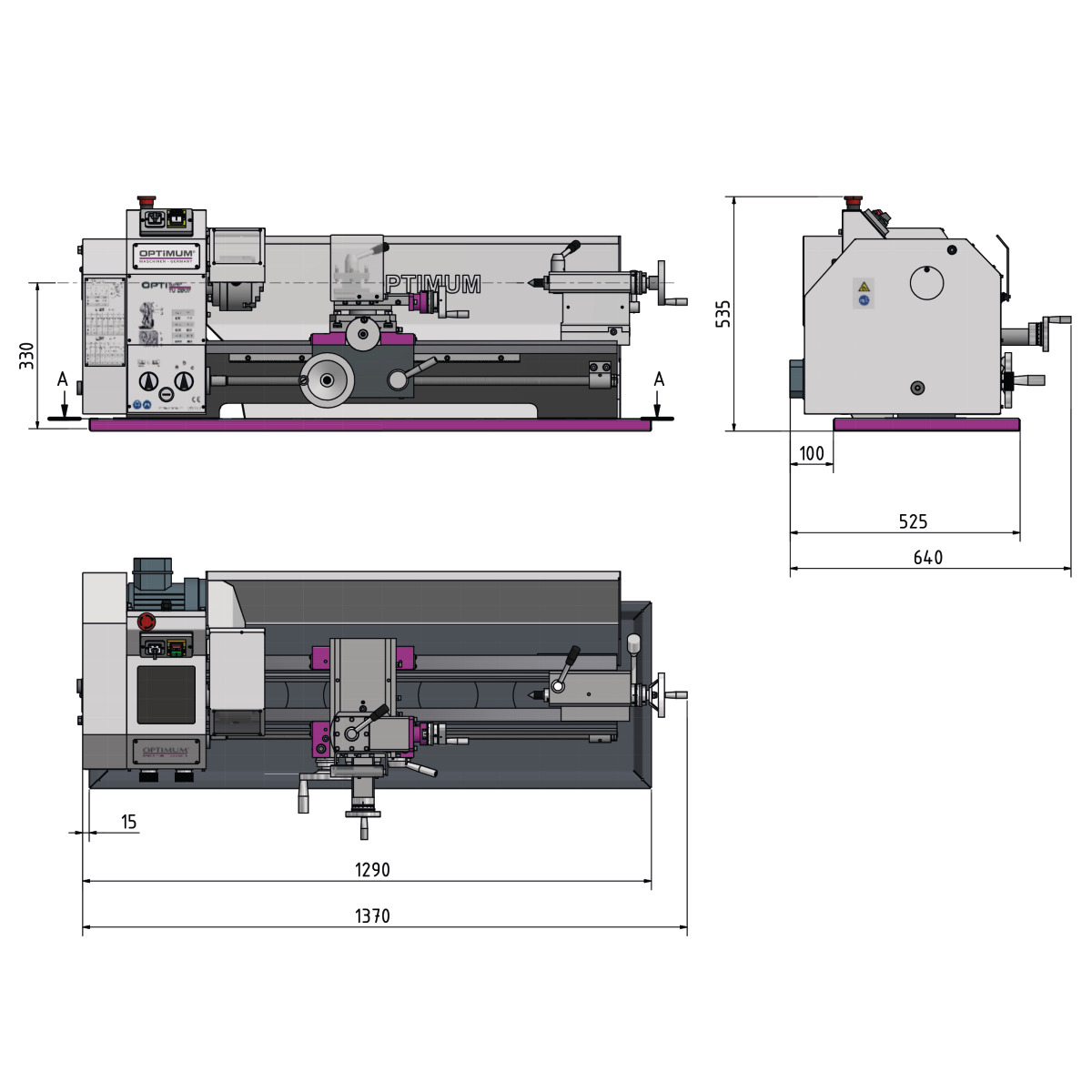 Torno para metal Optimum OPTIturn TU 2807 / TU 2807VB - vista 5