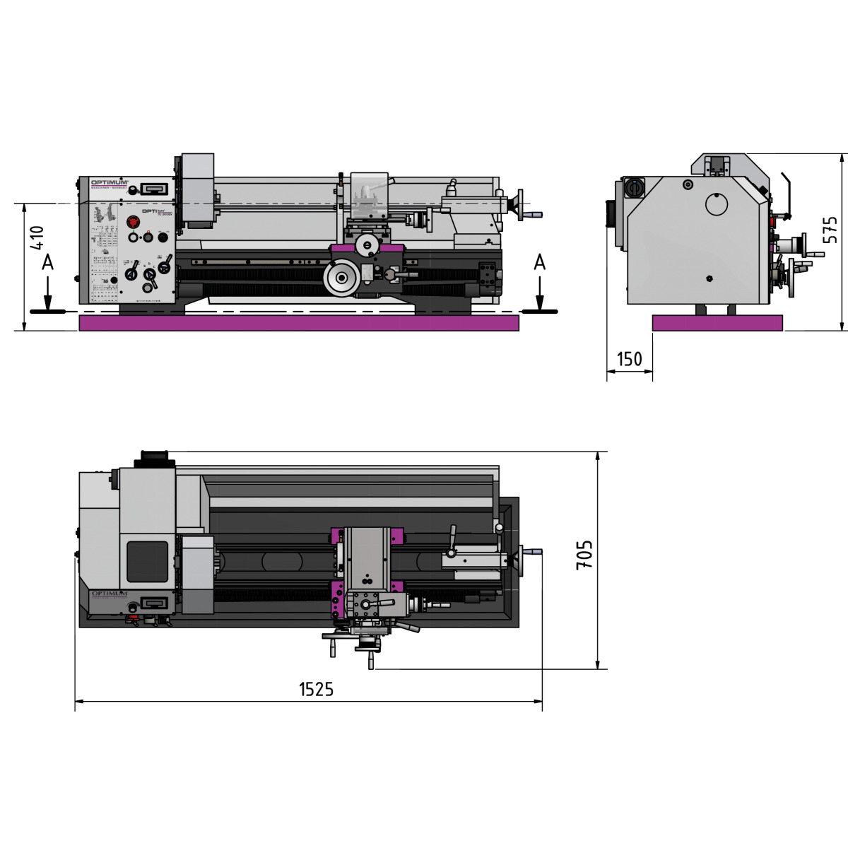 Torno paralelo Optimum OPTIturn TU 3008 - vista 5