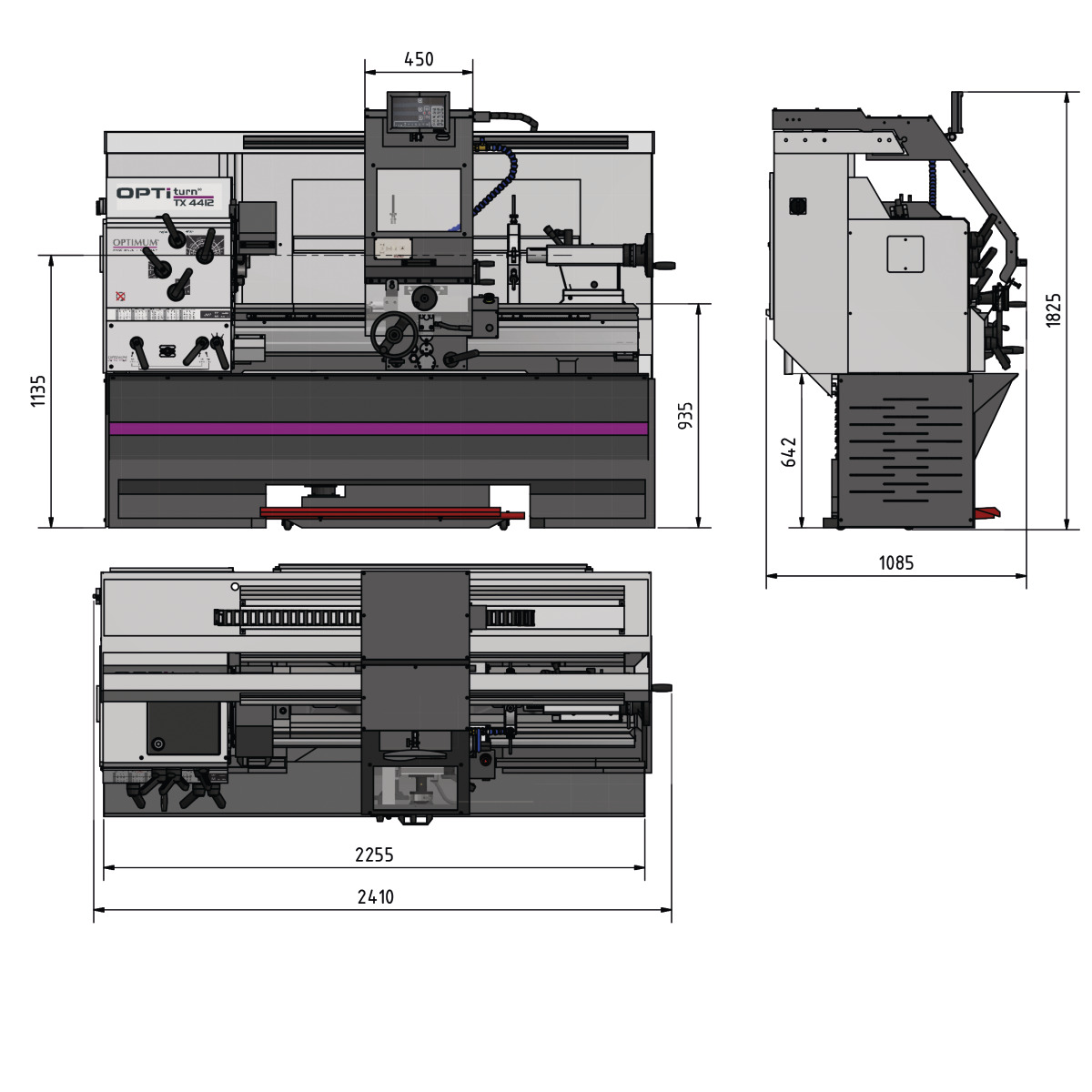 Torno paralelo Optimum OPTIturn TX 4414 - vista 6