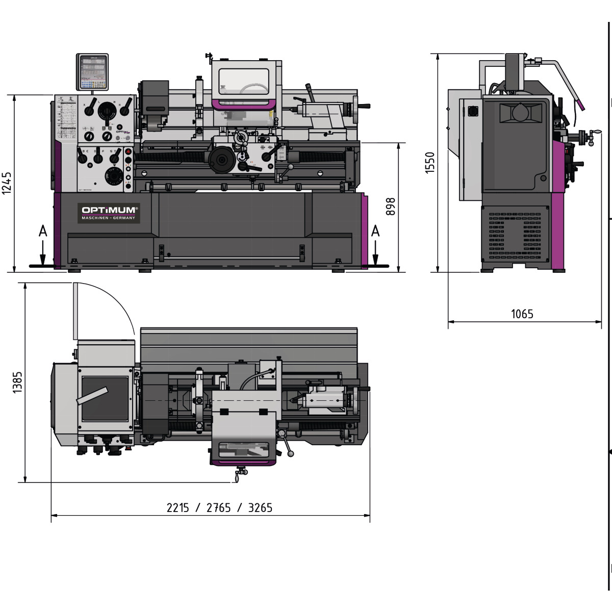 Torno paralelo de precisión Optimum OPTIturn TH 4610D / TH 4620D - vista 5