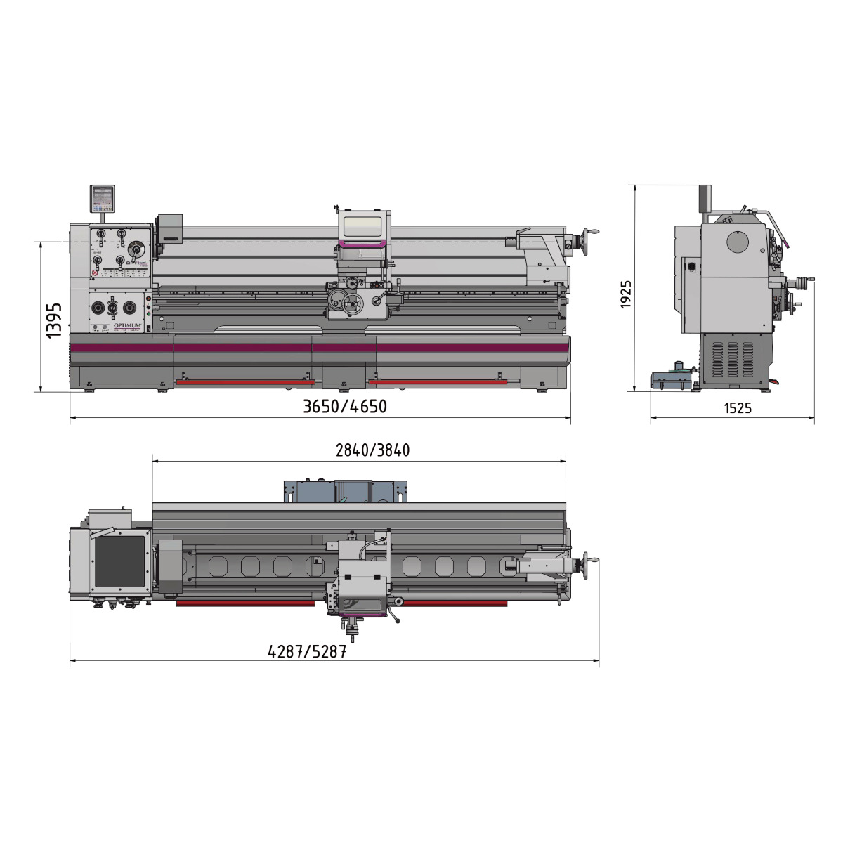 Torno paralelo convencional Optimum OPTIturn TH 8030D - vista 5