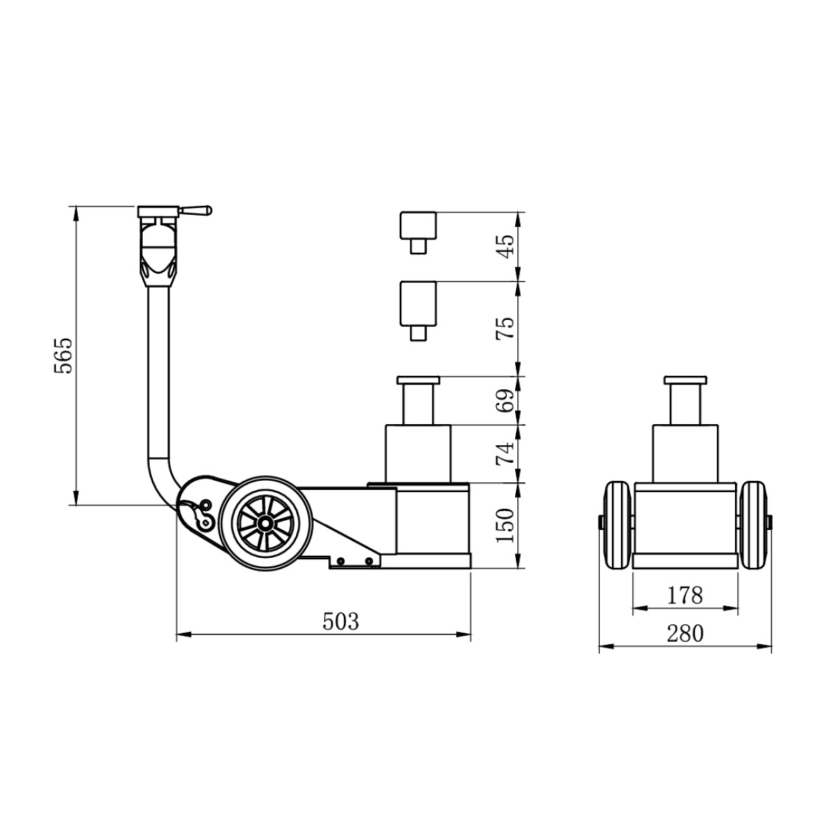 Unicraft WWH 30002 PH trolley jack - vista 6
