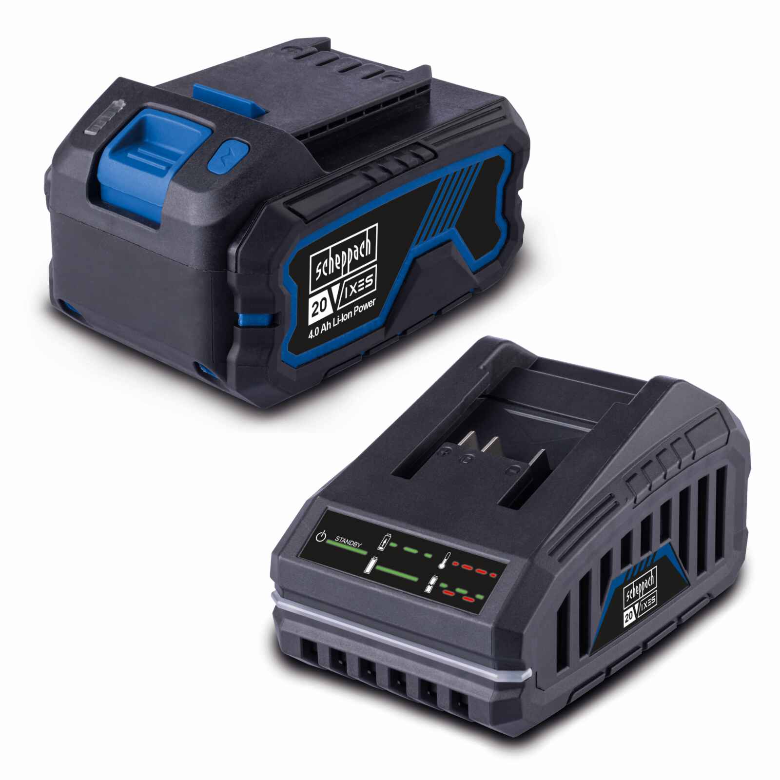 Kit Cargador + Batería 4.0Ah 20V Scheppach — vista trasera