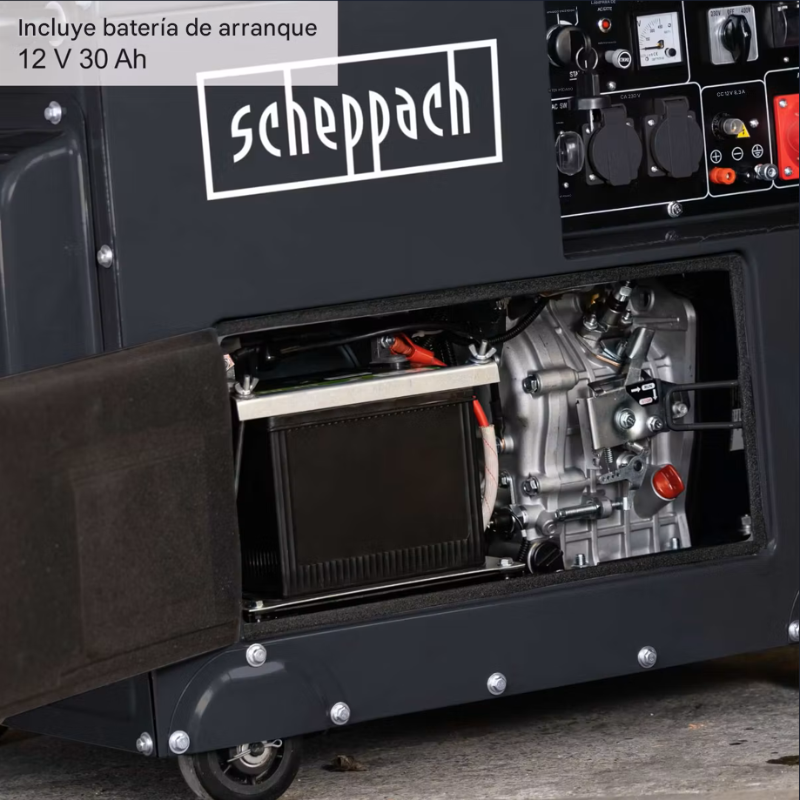Generador Diésel 5000W Scheppach Black Edition - Trifásico y Monofásico, Arranque Eléctrico — vista 16