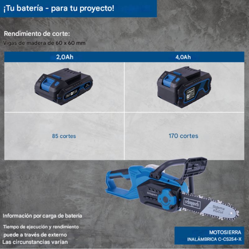 Motosierra Inalámbrica 10" 20V Scheppach - Motosierra Eléctrica a Batería — vista 9