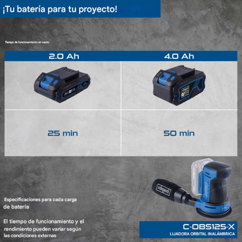 Lijadora Roto Orbital Inalámbrica 5" 20V Scheppach — perspectiva