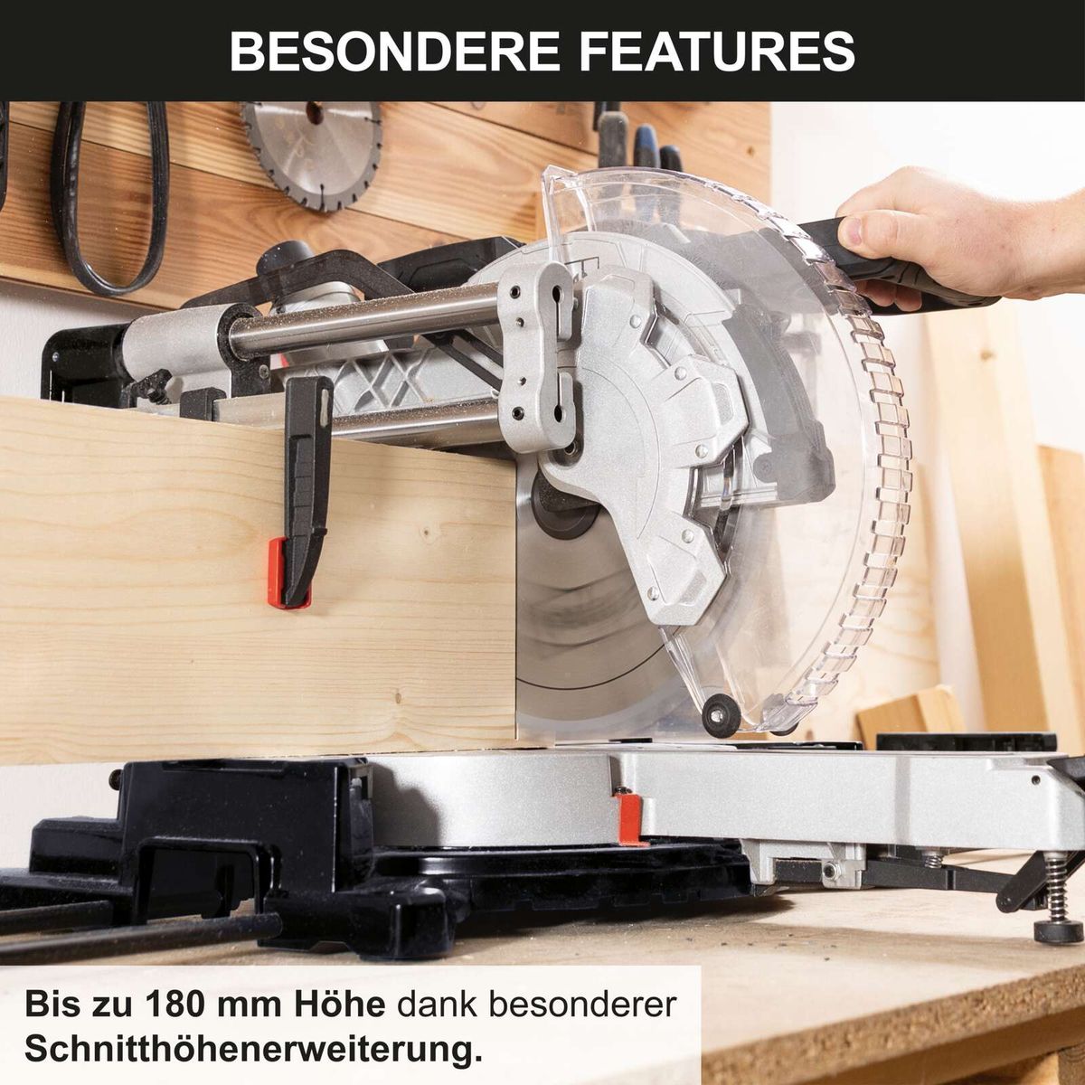 Sierra Ingleteadora Telescópica Dual 12" 2000W Láser Scheppach Black Edition — componentes