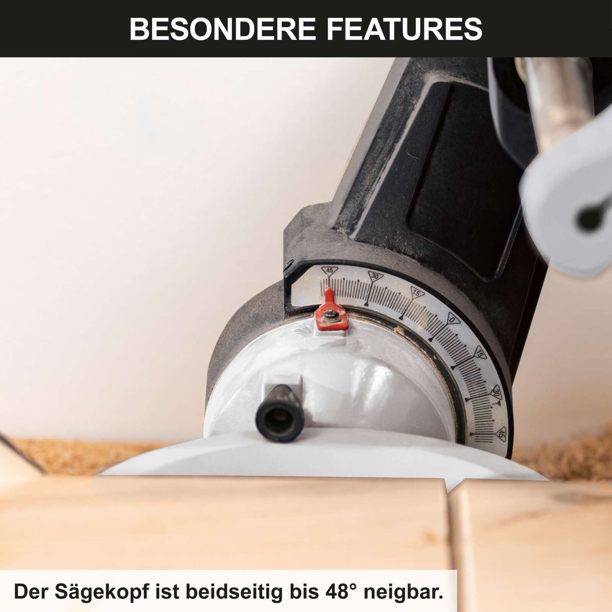 Sierra Ingleteadora Telescópica Dual 12" 2000W Láser Scheppach Black Edition — primer plano