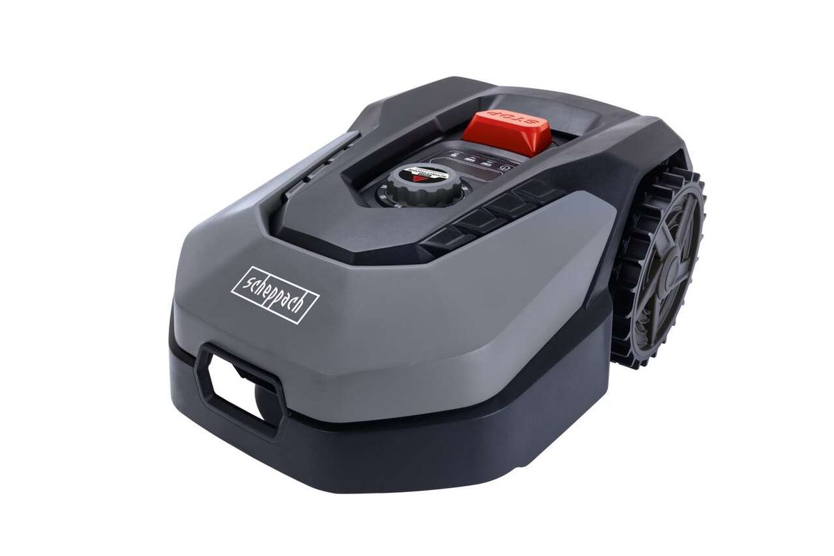 Robot Corta Pasto Cortacésped Scheppach 900m² - WiFi, Altura Regulable — vista frontal