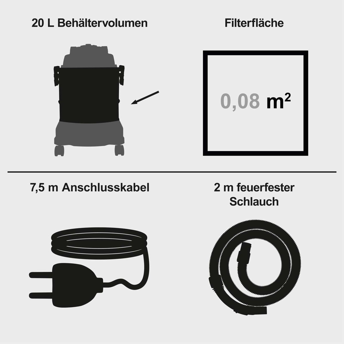 Aspiradora Lava-Alfombras 5 en 1 CUC20-BE Scheppach Black Edition - 1600W — vista trasera