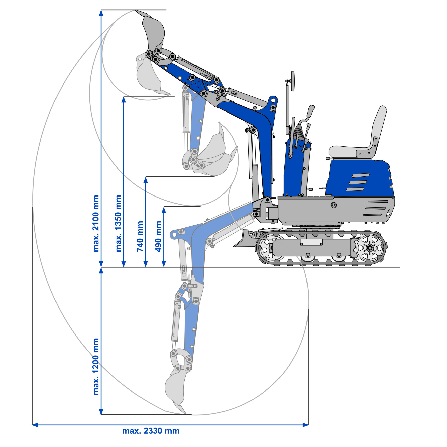 Mini Excavadora 8.5HP Orugas Scheppach - Alcance 2330mm, Miniexcavadora — primer plano