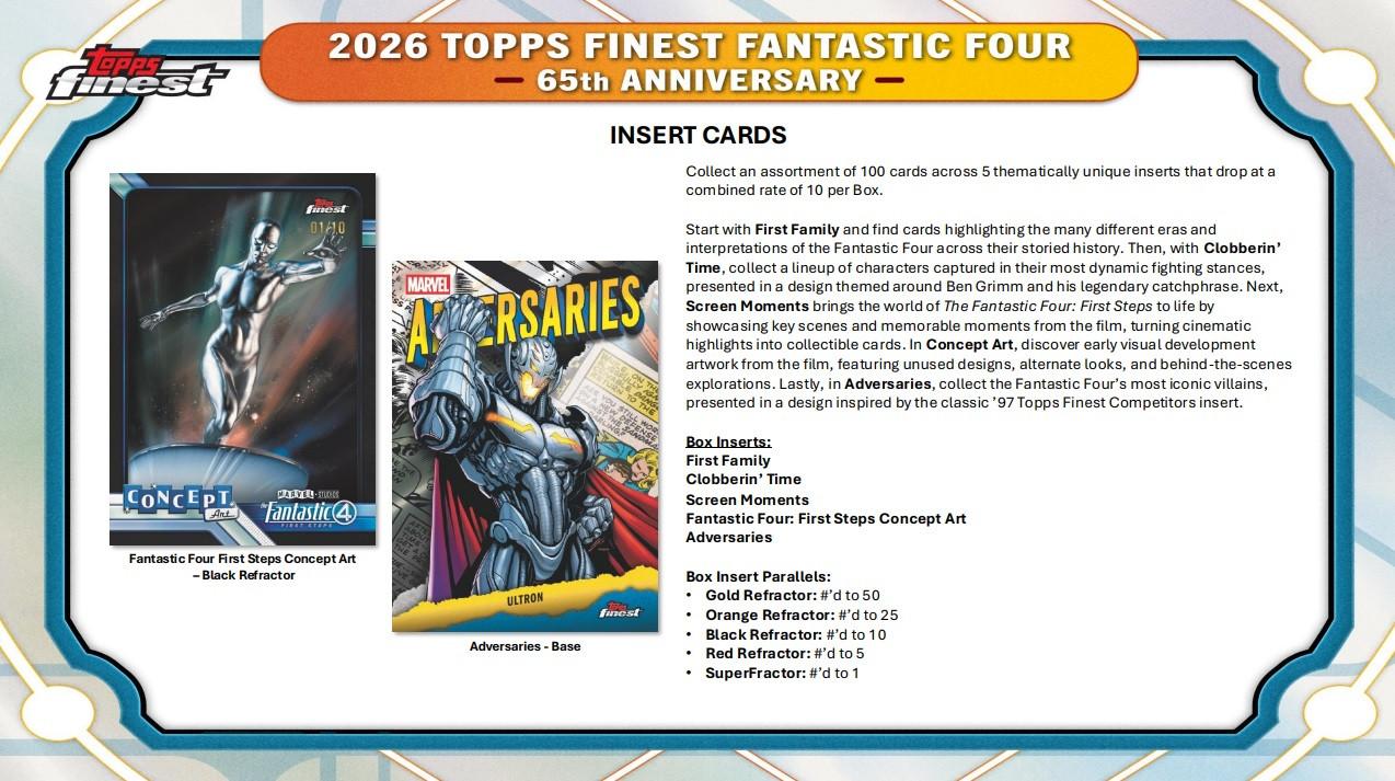 2350.Fantastic Four★Avengers  未開封★野球カード 2026 Topps Finest Marvel Fantastic Four 65th Anniversary Hobby