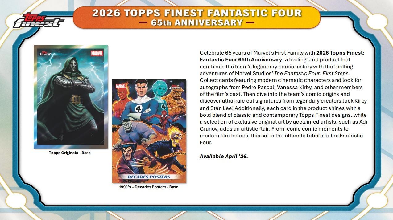 2026 Topps Finest Marvel Fantastic Four 65th Anniversary Hobby