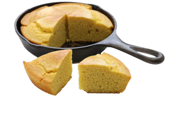 Cornbread baked in a skillet