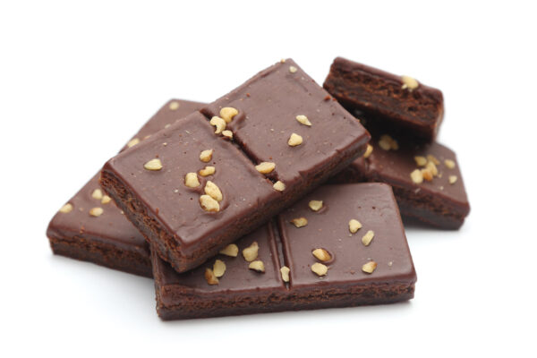 Pieces of brownies with nuts