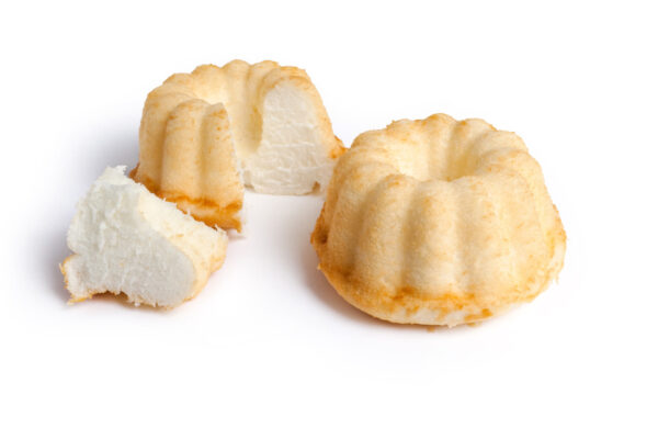 Two angel food cakes on display