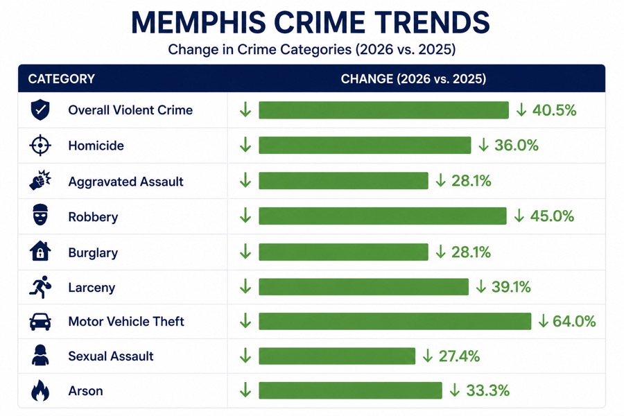 Memphis Crime Trends 2026 Vs 2025 Chart Of Major Decline
