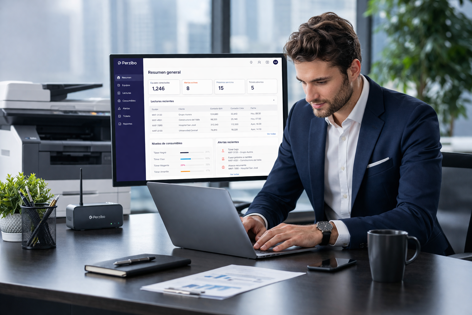 Office environment using print monitoring software