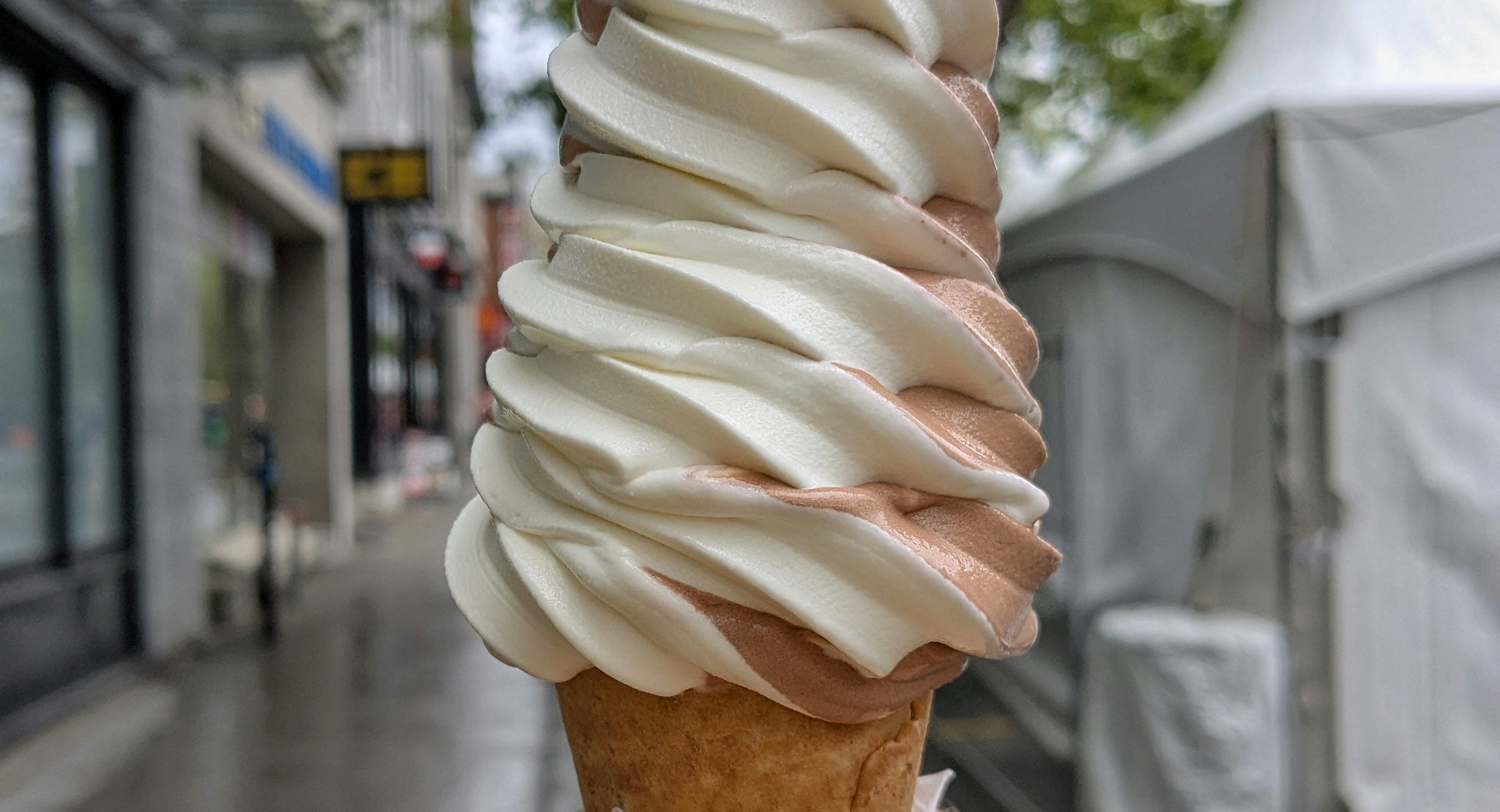 Ice cream cone at an outdoor market