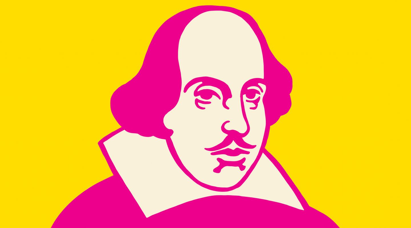 Drawing of Ben Franklin in magenta with yellow background