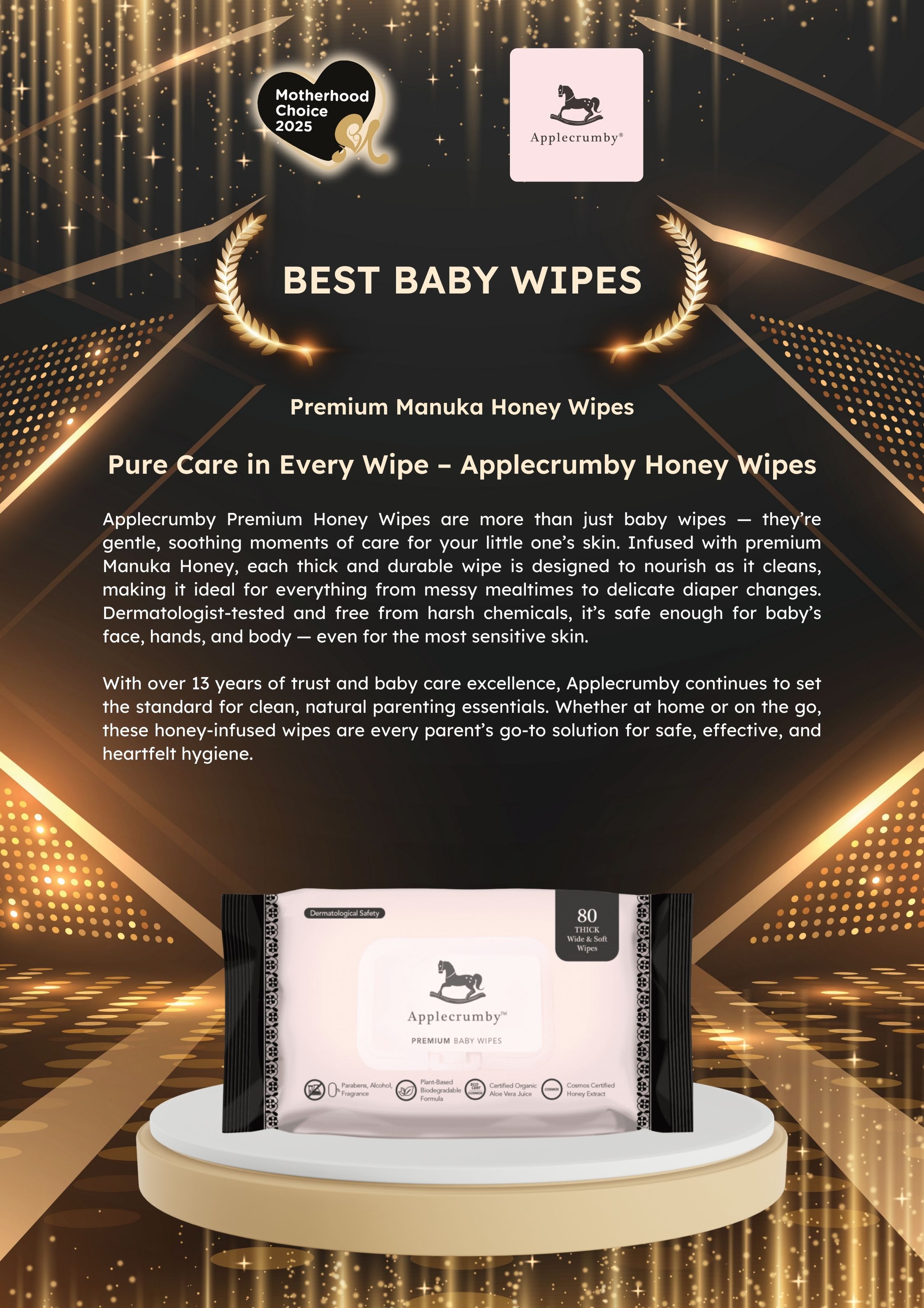 Applecrumby Premium Manuka Honey Wipes