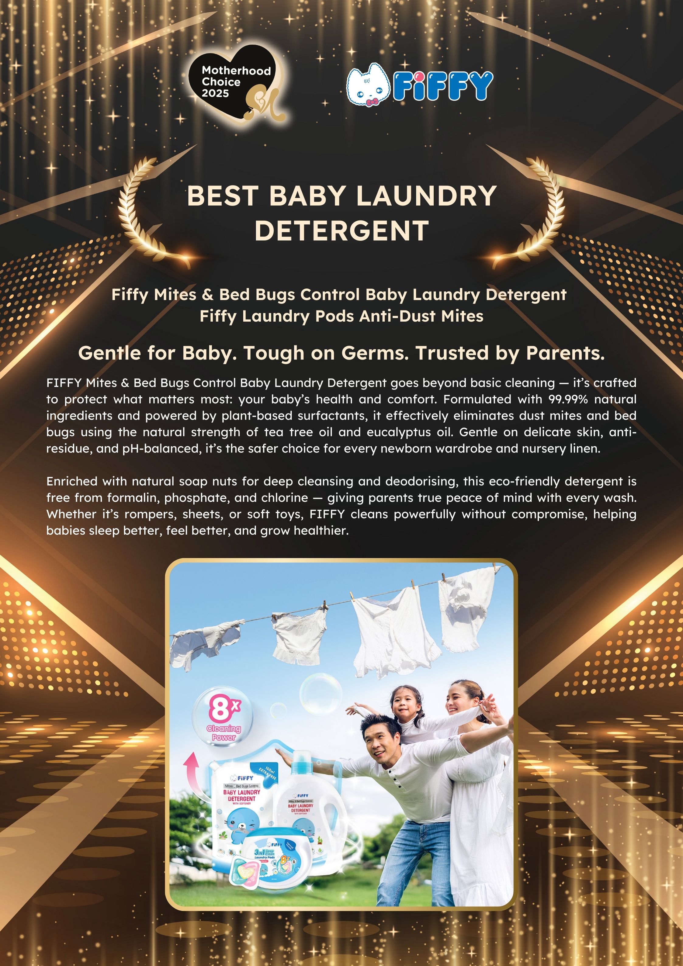Fiffy Mites & Bed Bugs Control Baby Laundy Detergent & Fiffy Laundry Pods Anti-Dust Mites
