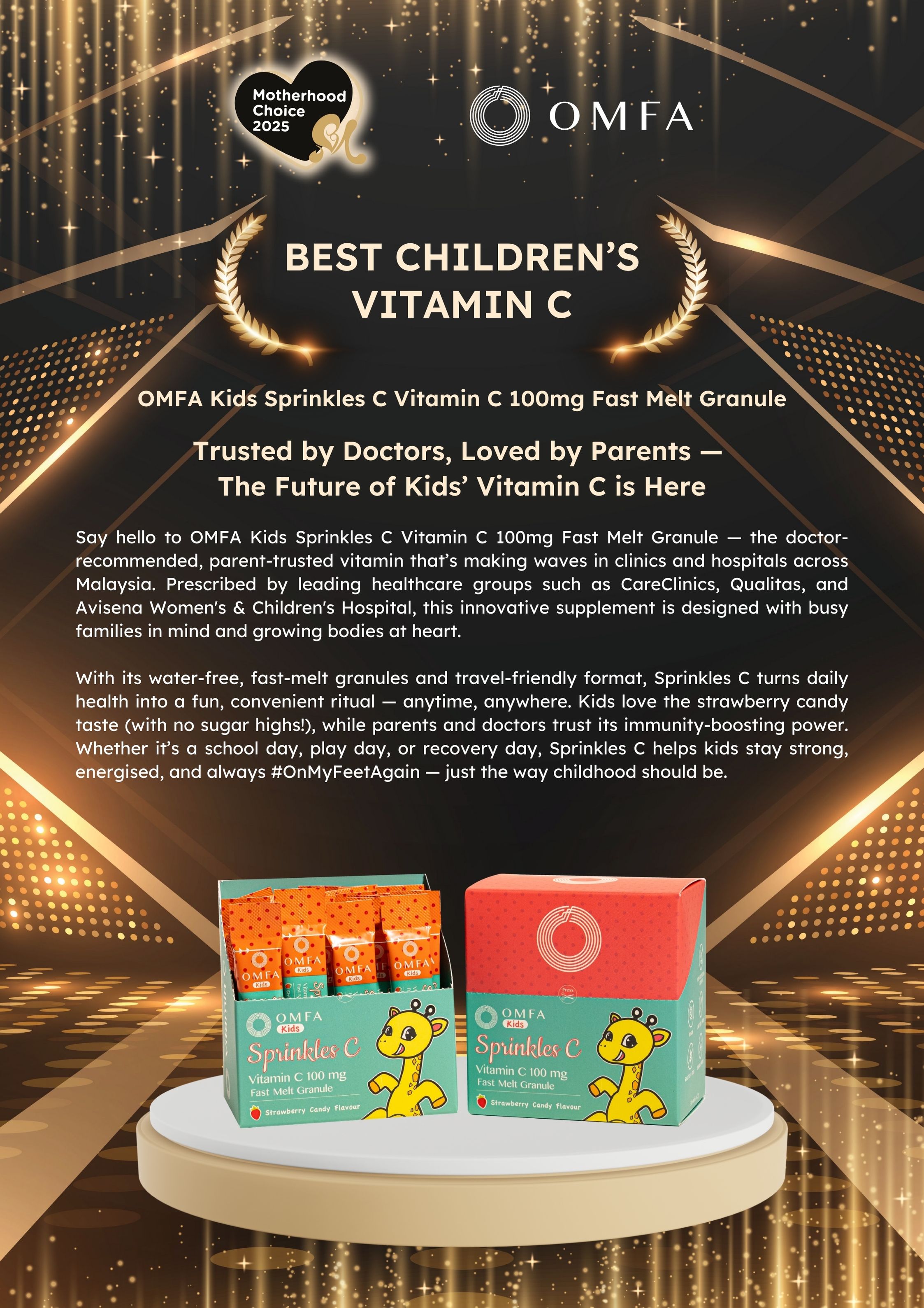 OMFA Kids Sprinkles C Vitamin C 100mg Fast Melt Granule