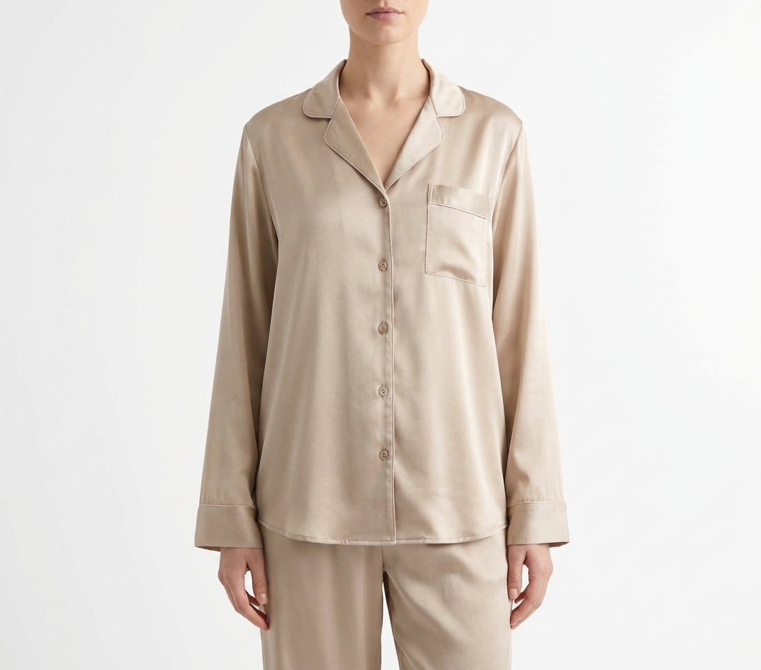 Zenana Holiday Pajama Set Beige