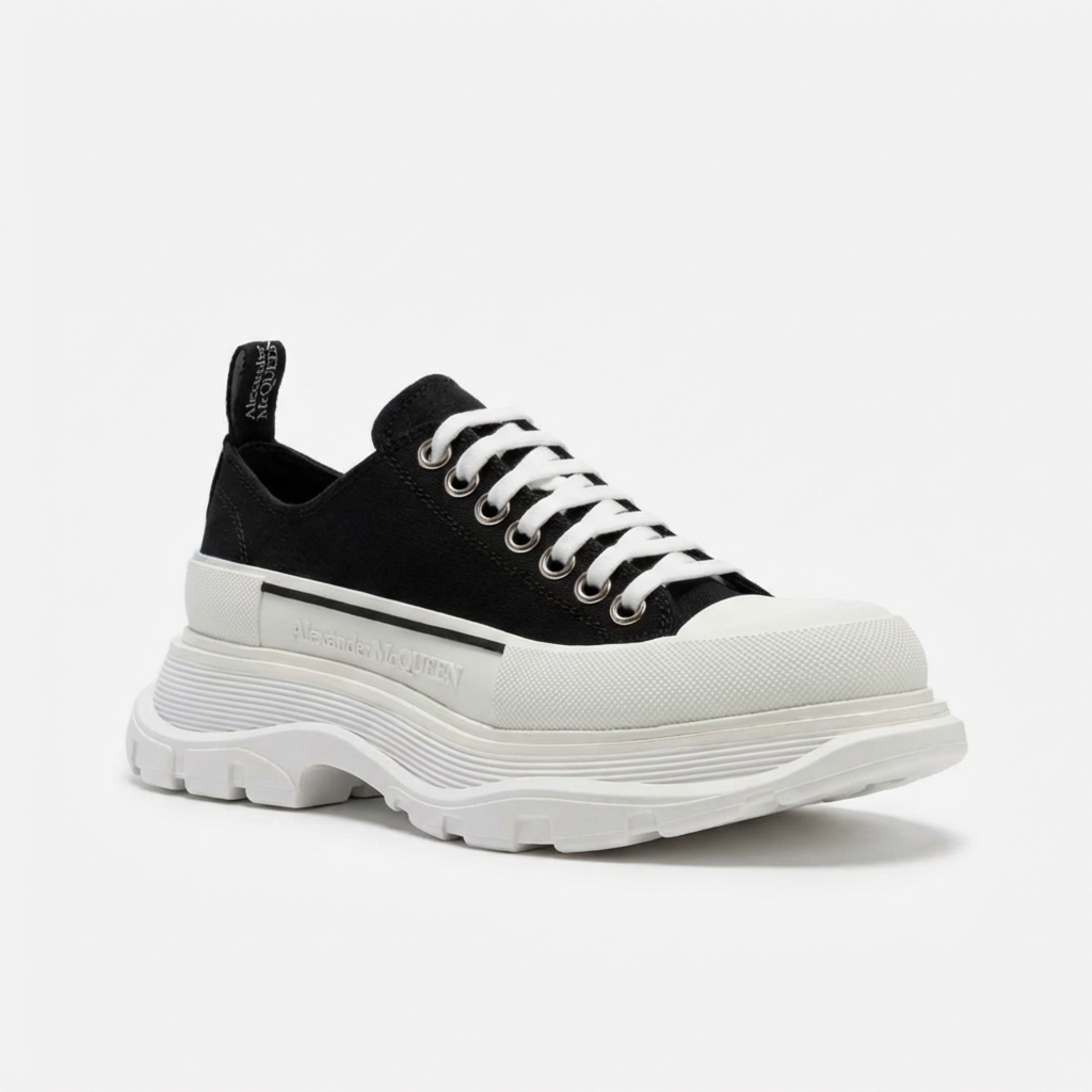 Alexander Mcqueen Men's Tread Slick Lace-Up Sneaker Black | eBay