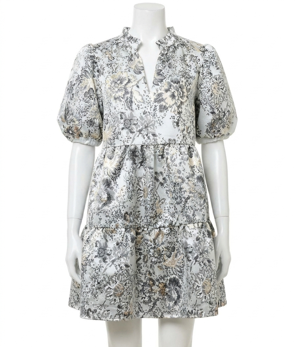 Sugarlips Christina Jacquard Jacey Babydoll Mini Dress White