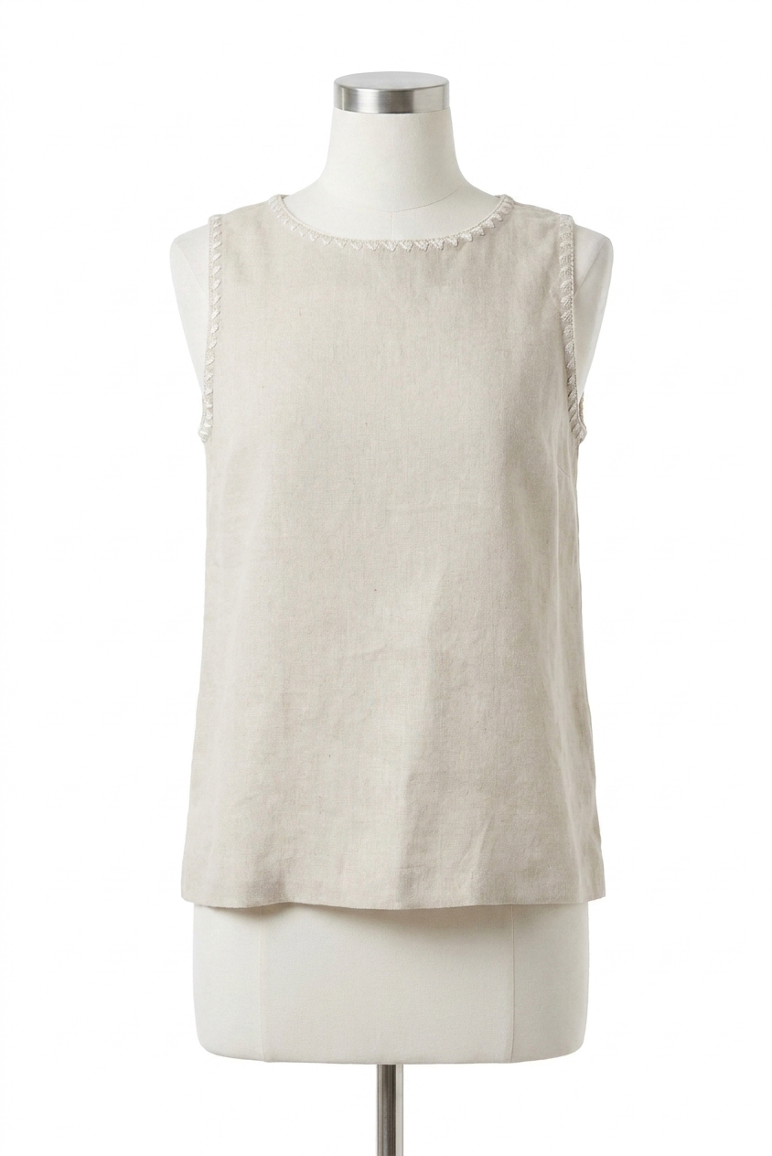Lysse Gabriela Embroidered Top Flax Linen