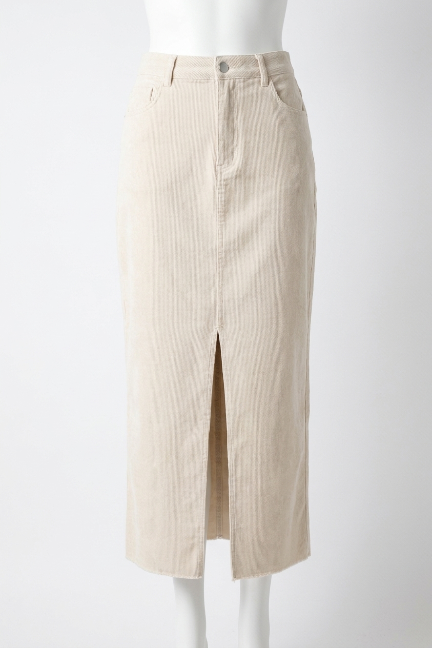 Mystree Urban Groove Corduroy Slit Skirt Cream