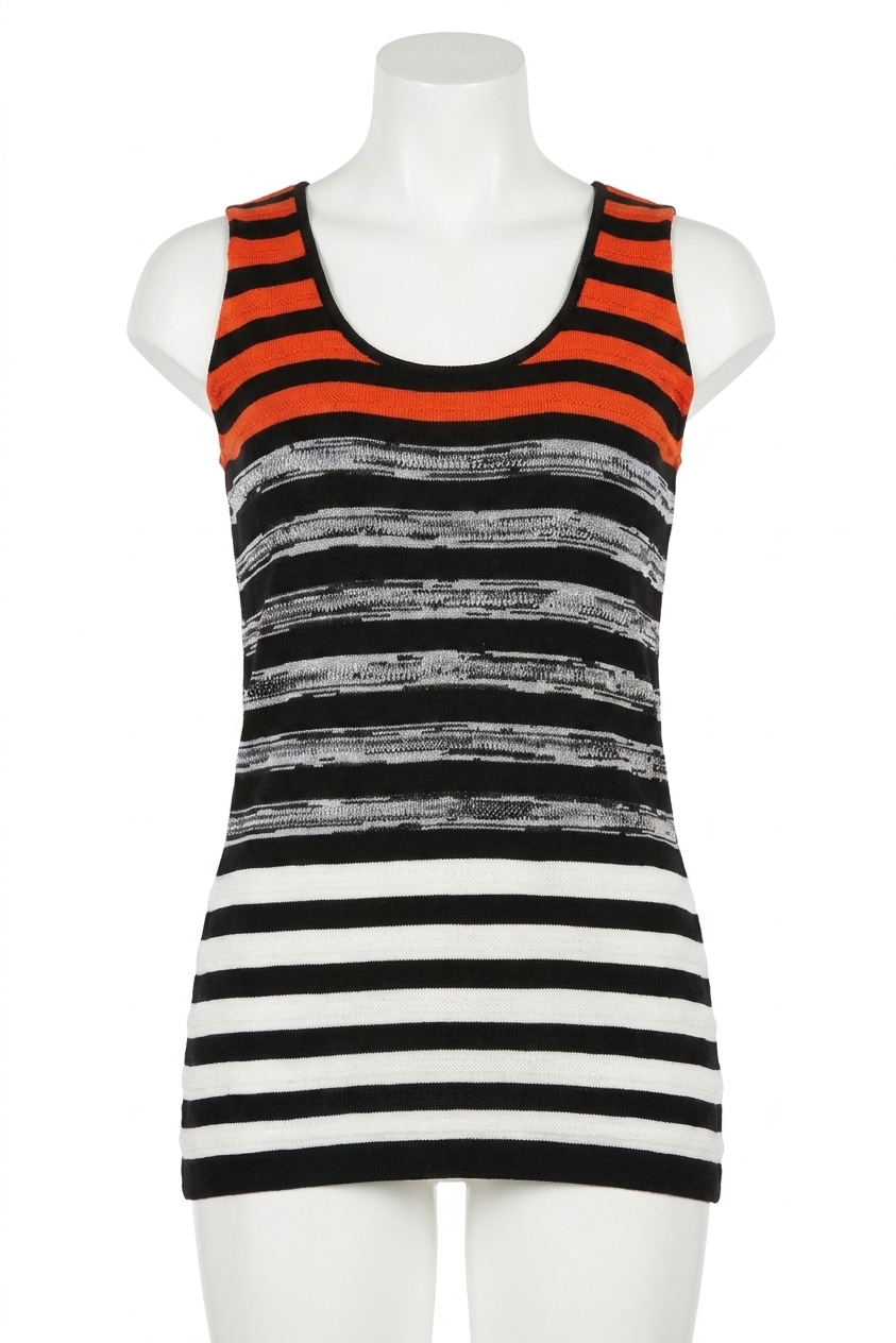 French Kyss Stripe Tank Top Coral/multi
