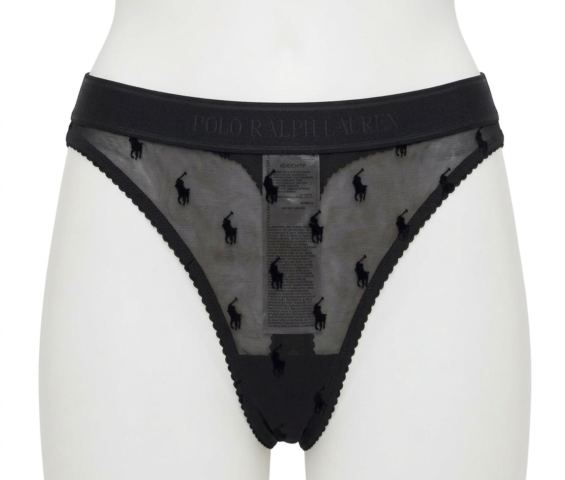 Polo Ralph Lauren Women’s High Rise Flocked Pony Thong Onyx