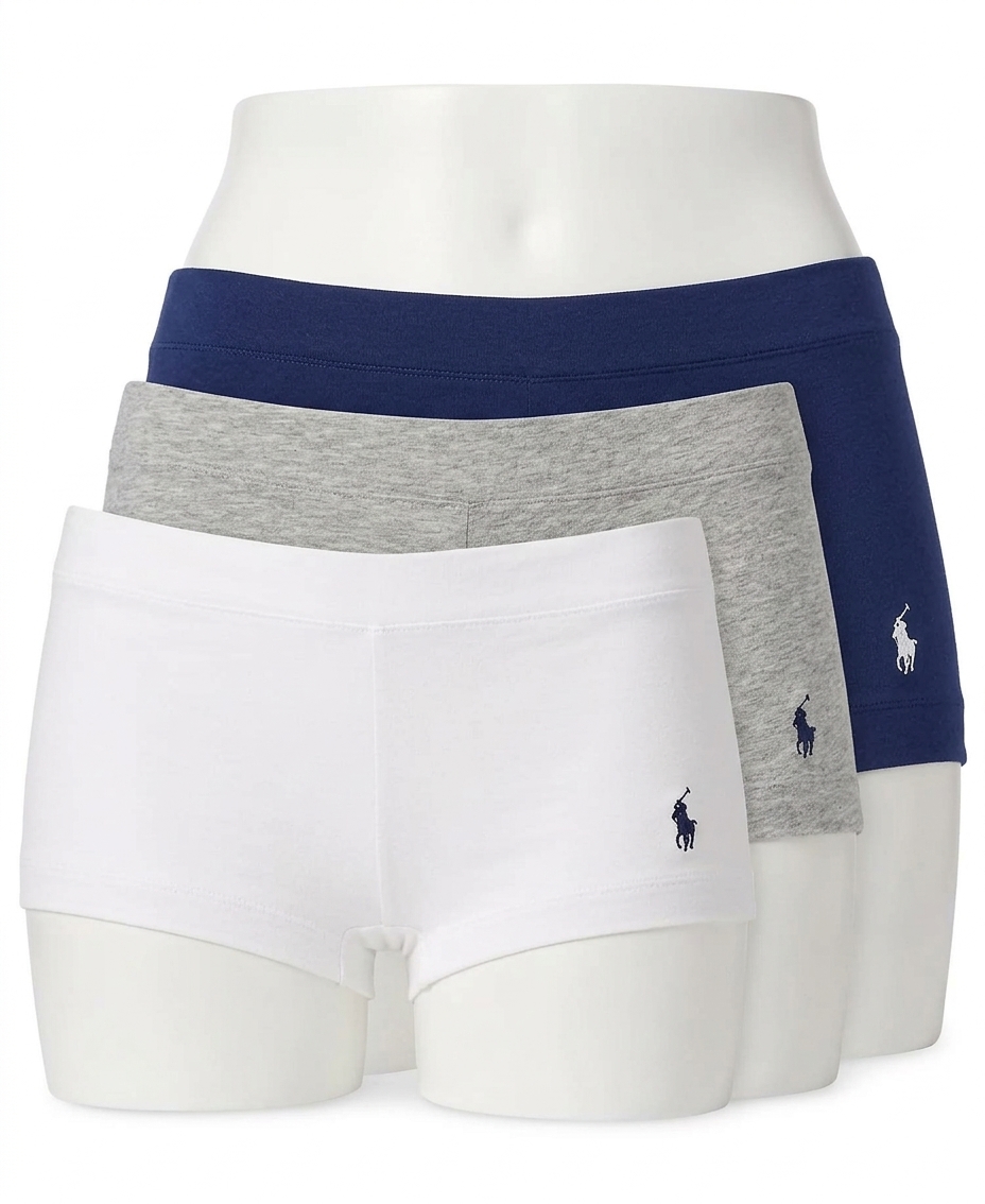 Polo Ralph Lauren Women’s Cotton Girl Short Underwear – 3-Pack White/grey/navy