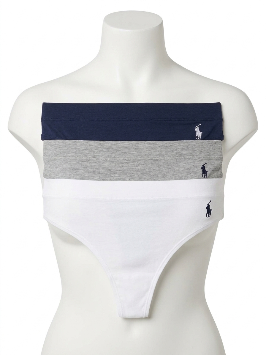Polo Ralph Lauren Women’s High Leg Brief – 3-Pack White/grey/navy