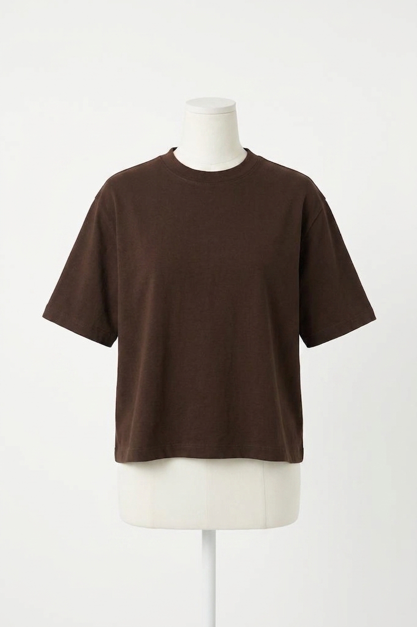 Enza Costa Short Sleeve Supima Structured Tee Chocolate