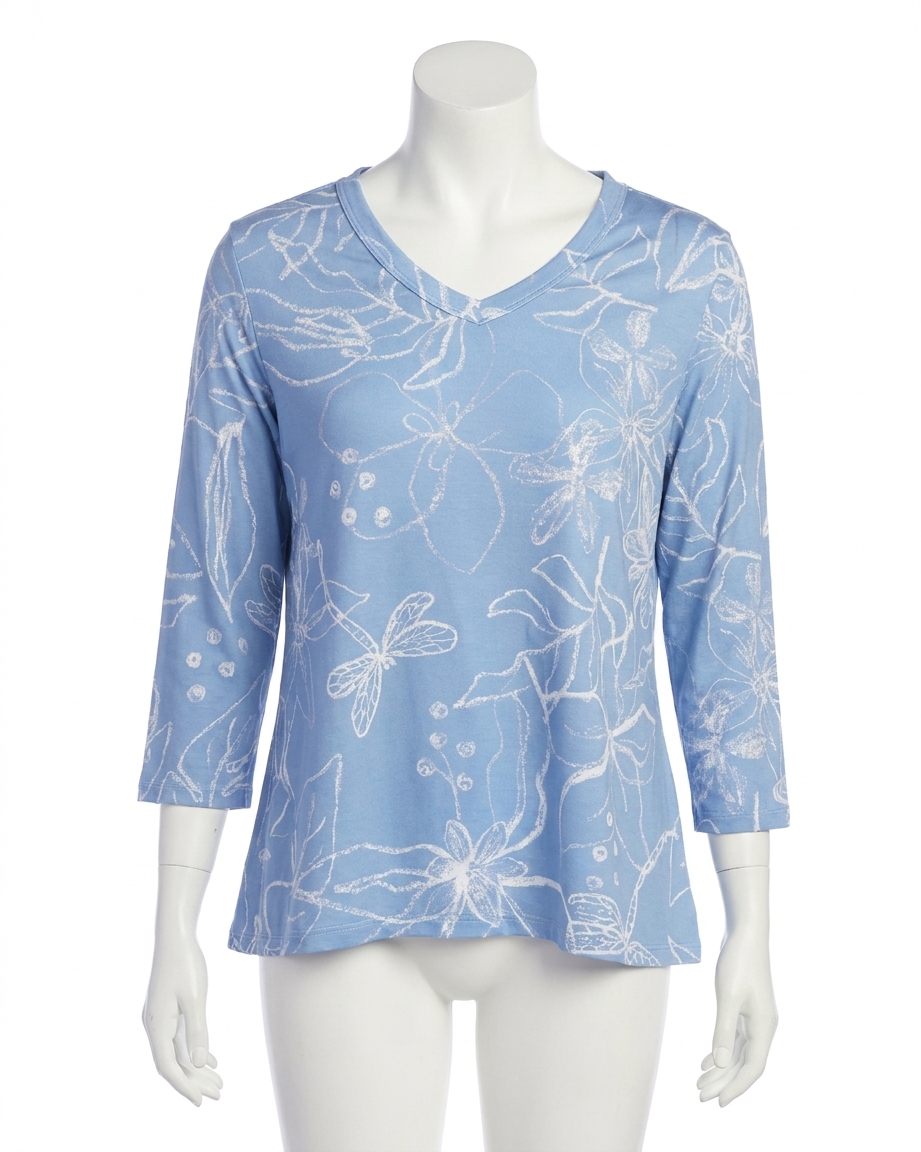 Jess & Jane Soft Touch V-Neck Top Darling