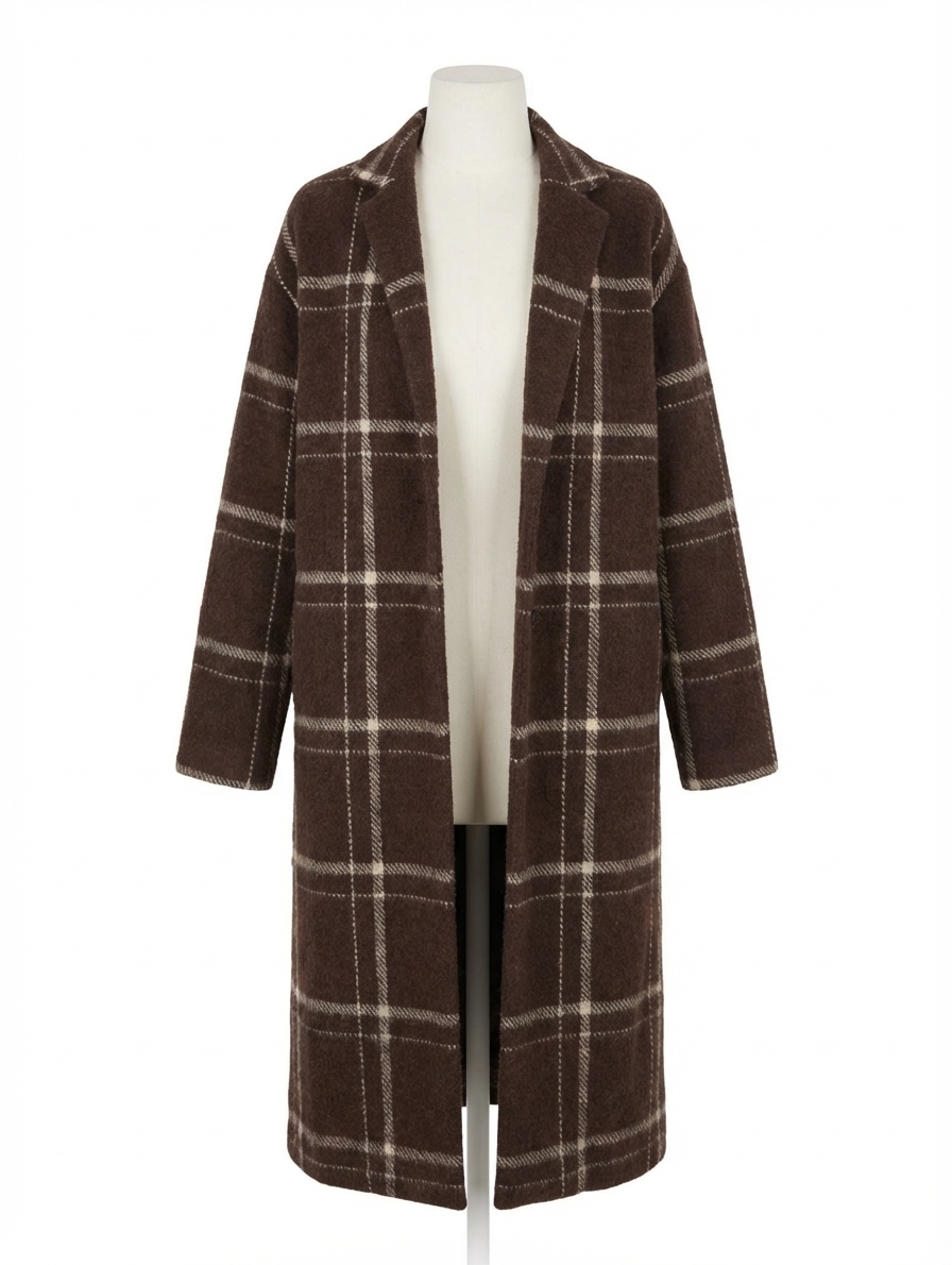 Z Supply Long Plaid Knit Coat Brown | eBay