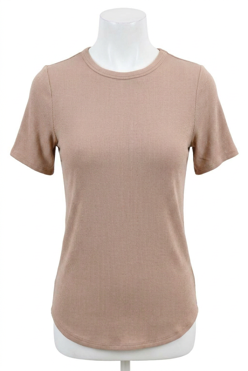 Grace And Lace Essential Ribbed Short Sleeve Tee Nude