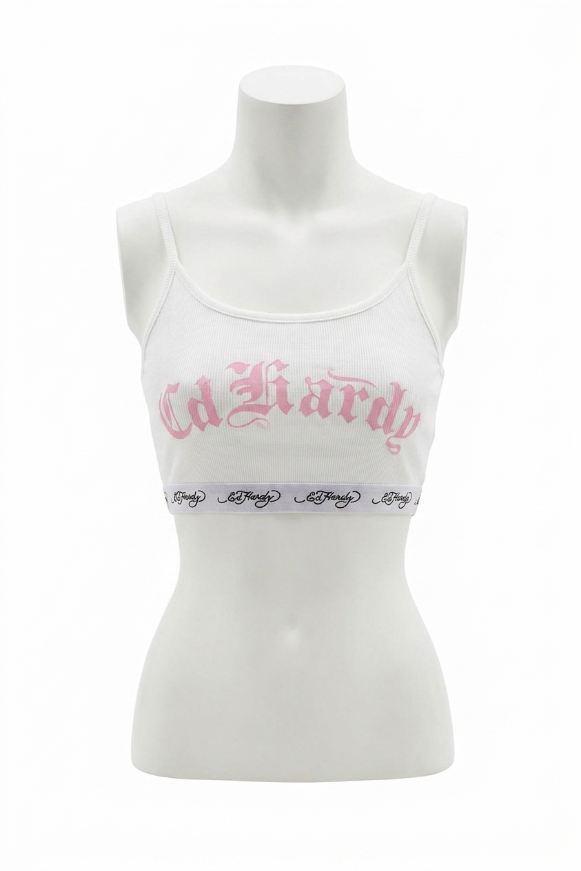 Ed Hardy Tophat Skull Elastic Bralette White | eBay