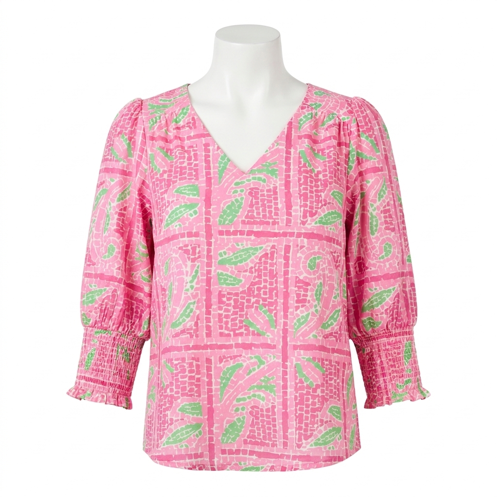 Mary Square Ashlyn Trellis Tiles Top Pink