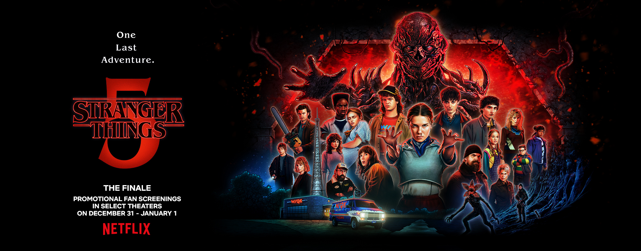Stranger Things 5: The Finale - reserve your seat for New Year's Eve showing at Marcus Theatres.