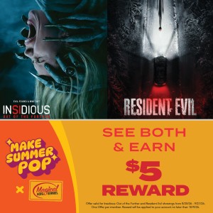 Horror Movie $5 Reward Offer - Insidious: Out of the Further & Resident Evil