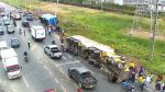 Imagen: Accidente de tránsito entre bus y camión dejó heridos en la vía Daule Imagen: Accidente de tránsito entre bus y camión dejó heridos en la vía Daule