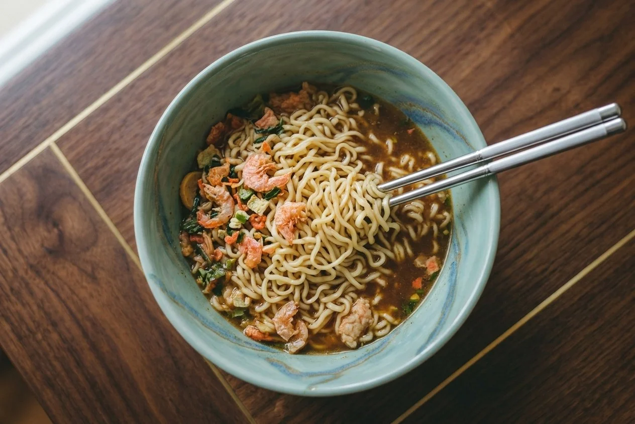 Twi-Sae Myeon: Tempura Udon + Spicy Shrimp Noodles